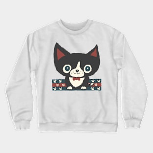 Black kitten and tie Crewneck Sweatshirt